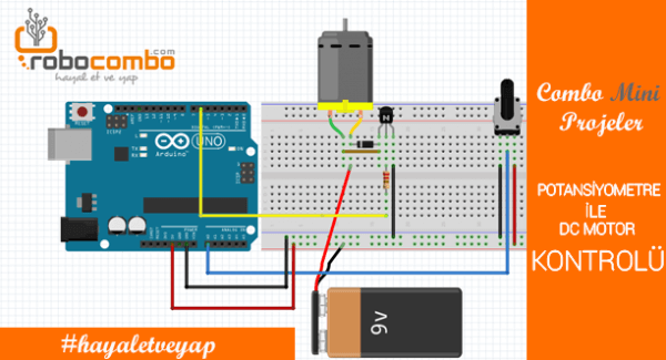 Potansiyometre İle DC Motor Kontrolü - Arduino Projeleri | Robocombo