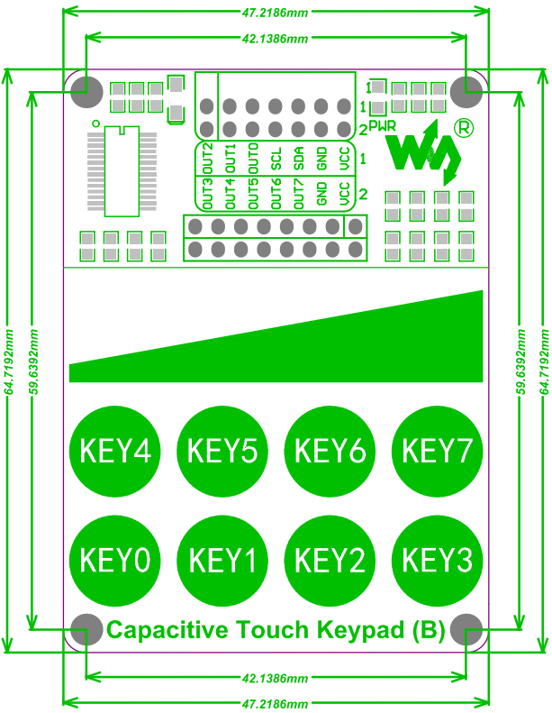 4x2 Kapasitif Tuş Takımı - Capacitive Keypad (B)